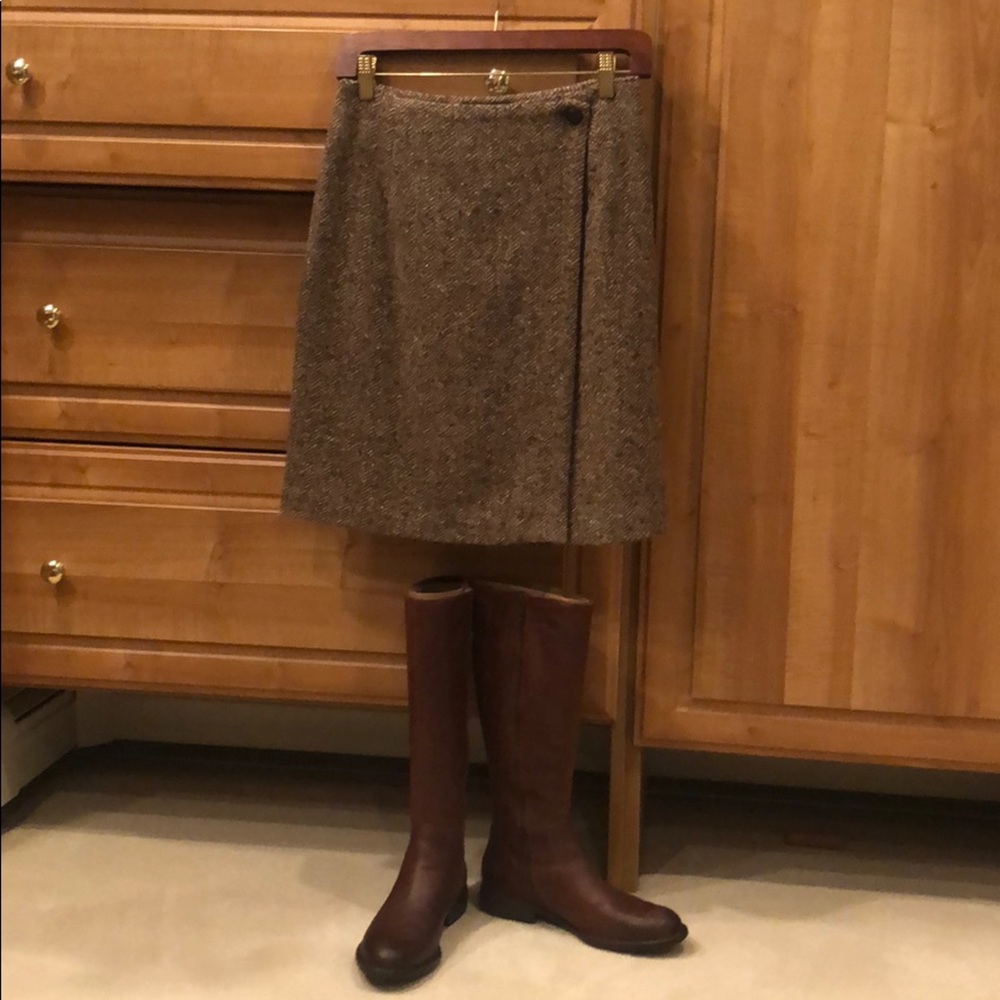 Vintage Express Wool Blend Herringbone Wrap Skirt sz 5
